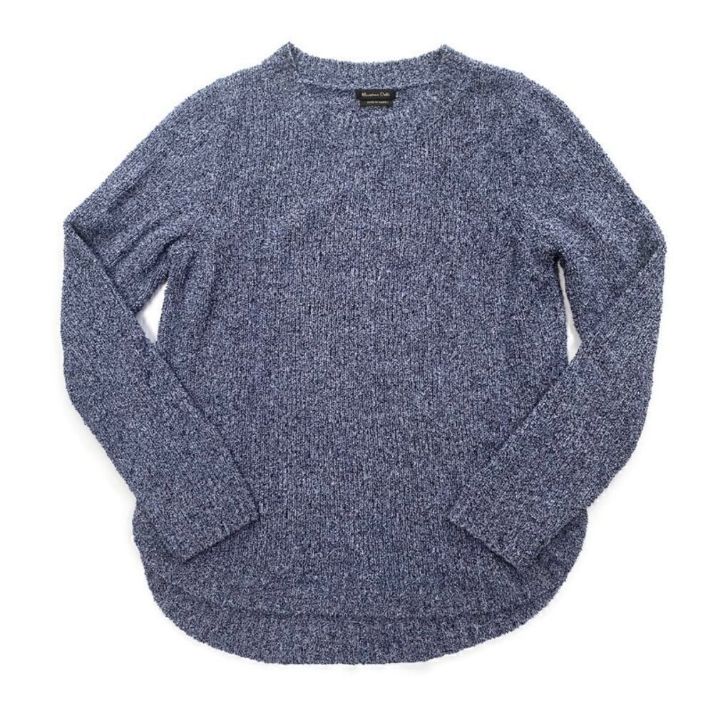 Massimo Dutti Textured Knit Long Sleeve Crew Neck Sweater Blue Women’s XS